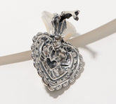 American West Sterling Silver Carved Mother of Pearl Heart Enhancer 1-3/4"